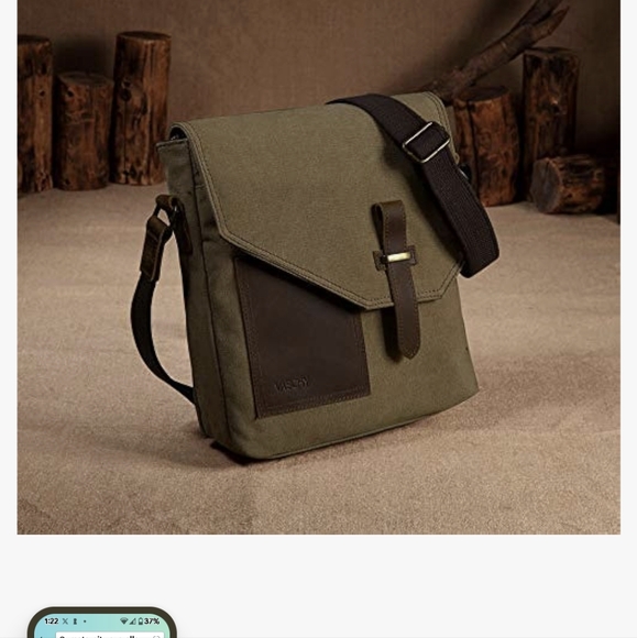 Messenger Bag,VASCHY Vintage Shoulder Bag Small Canvas Leather Lightweight Cross - Picture 2 of 10